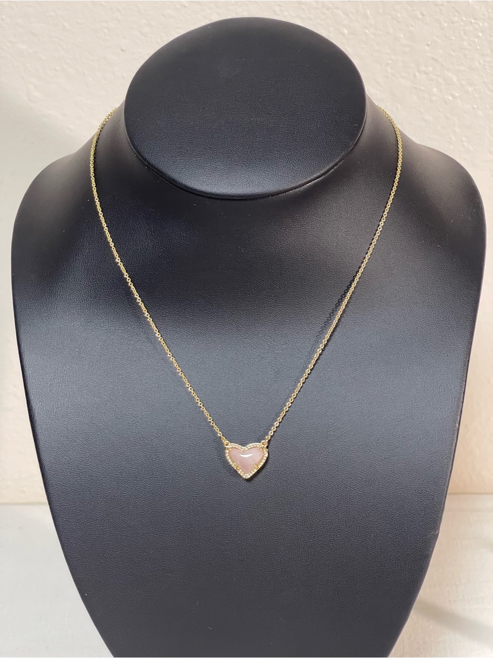 Kendra Scott Gold Necklace with Light Pink Heart Pendant